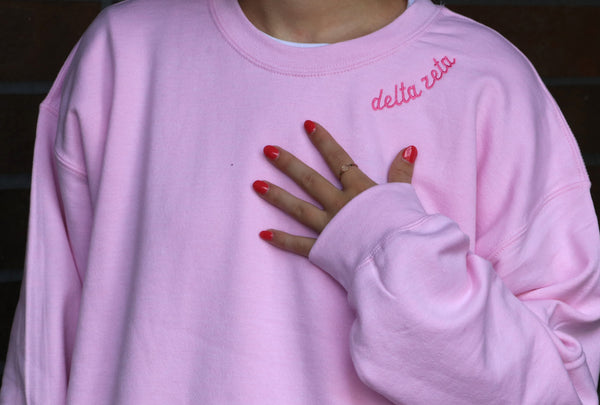 Delta Zeta Side Script Crewneck
