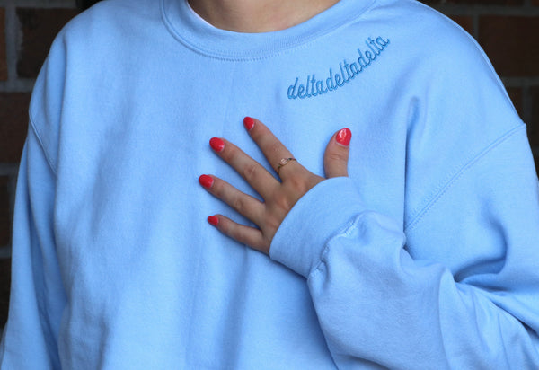 Delta Delta Delta Side Script Crewneck