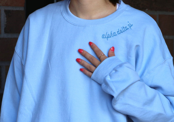 Alpha Delta Pi Side Script Crewneck