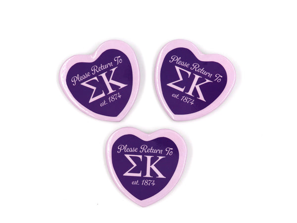 Sigma Kappa Heart Shaped Button