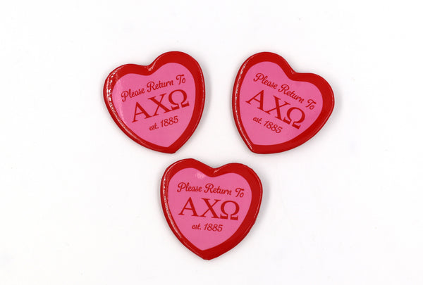 Alpha Chi Omega Heart Shaped Button