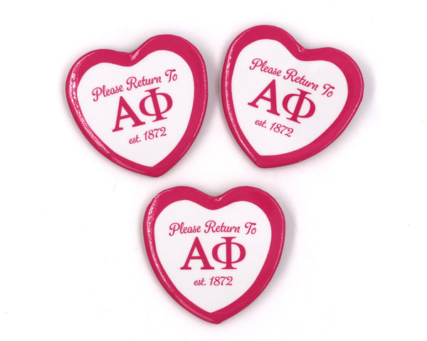 Alpha Phi Heart Shaped Button