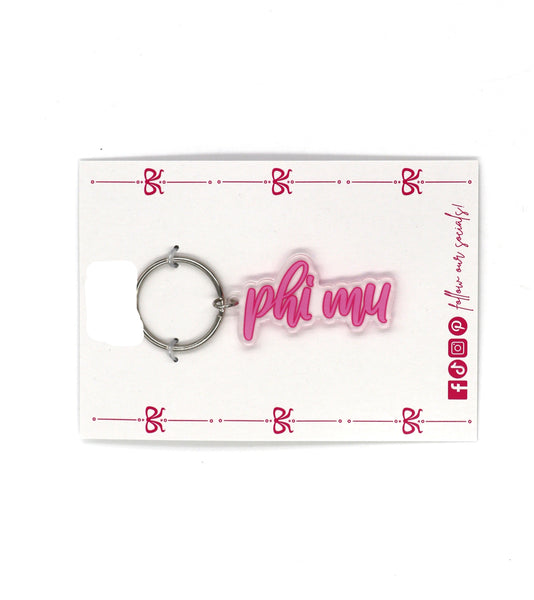 Phi Mu Script Acrylic Key Ring