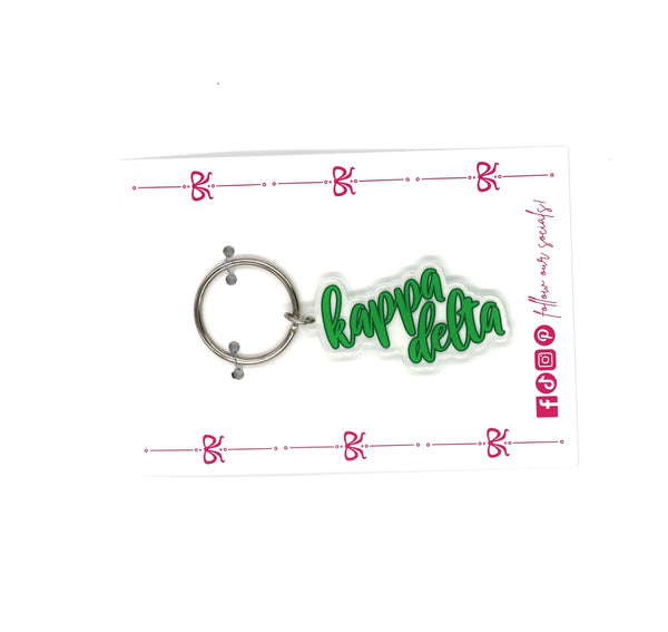 Kappa Delta Script Acrylic Key Ring