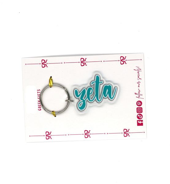 Zeta Tau Alpha Script Acrylic Key Ring