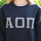 Alpha Omicron Pi Satin Stitched Fabric Crewneck