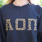 Alpha Omicron Pi Satin Stitched Fabric Crewneck