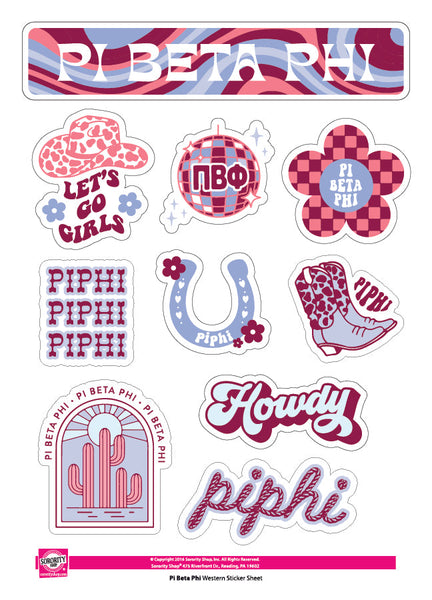 Pi Beta Phi Western Disco Sticker Sheet