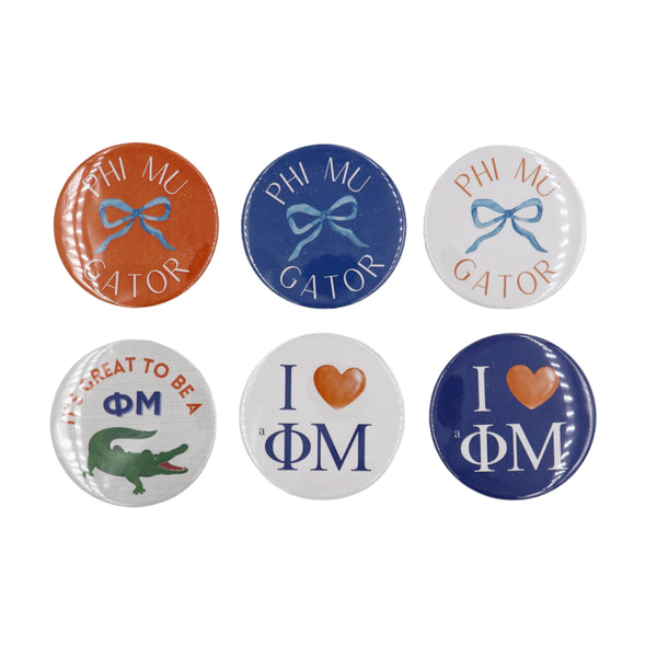 Phi Mu 2025 Printed Buttons