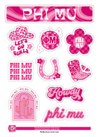 Phi Mu Western Disco Sticker Sheet