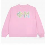 Phi Mu Patchwork Mockneck