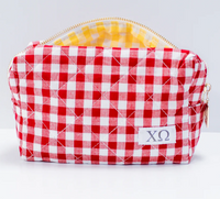 Chi Omega Gingham Quilted Makeup Bag