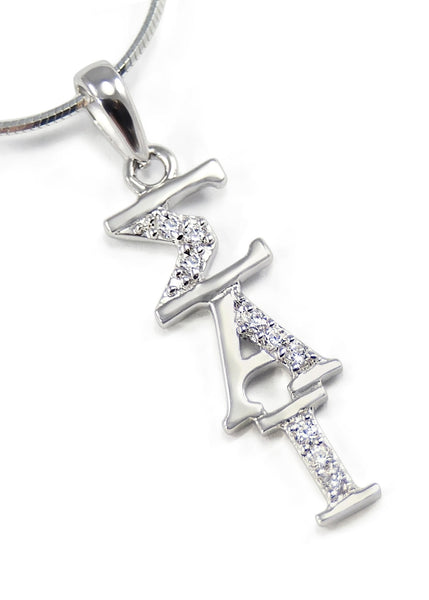 Sigma Alpha Iota Sterling Silver with CZ Crystal Lavaliere