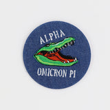 Alpha Omicron Pi Gator Mascot Game Day Embroidered Button