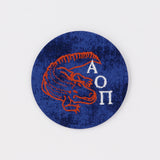 Alpha Omicron Pi Gator Mascot Game Day Embroidered Button