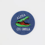 Alpha Chi Omega Gator Mascot Game Day Embroidered Button