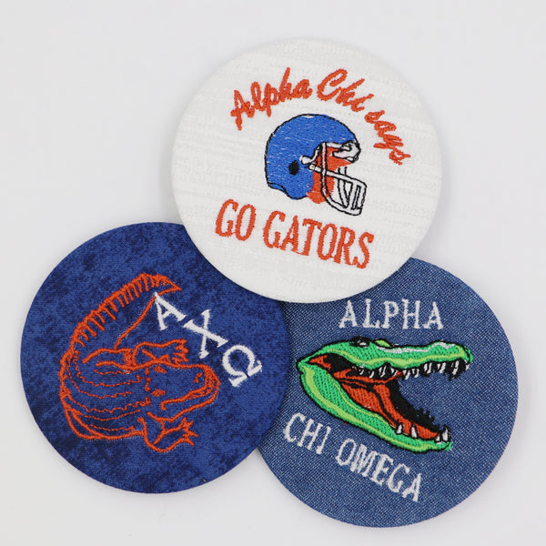 Alpha Chi Omega Gator Mascot Game Day Embroidered Button