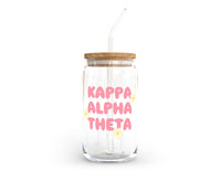 Kappa Alpha Theta Glass Cup with Yellow Flowers