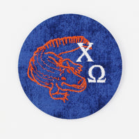 Chi Omega Gator Mascot Game Day Embroidered Button
