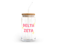 Delta Zeta Glass Cup with Yellow Flowers