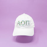 Alpha Omicron Pi Floral Embroidered Hat
