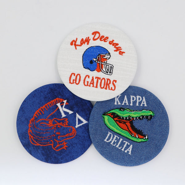 Kappa Delta Gator Mascot Game Day Embroidered Button