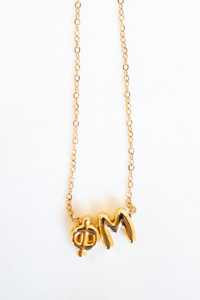 Phi Mu Bubble Letter Necklace