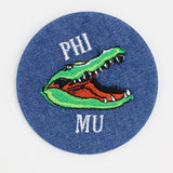 Phi Mu Gator Mascot Game Day Embroidered Button