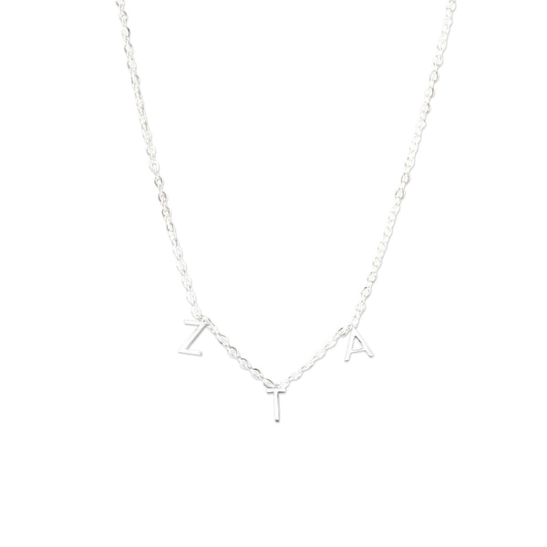 Zeta Tau Alpha Silver Greek Letters Necklace