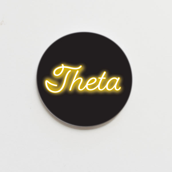 Kappa Alpha Theta Neon Greek Button - 2.25 inch