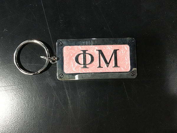 Phi Mu Metal Keychain