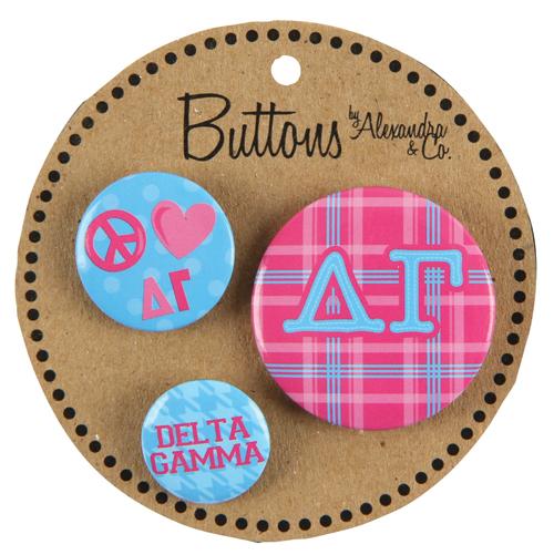 Delta Gamma 3-Pack Printed Buttons