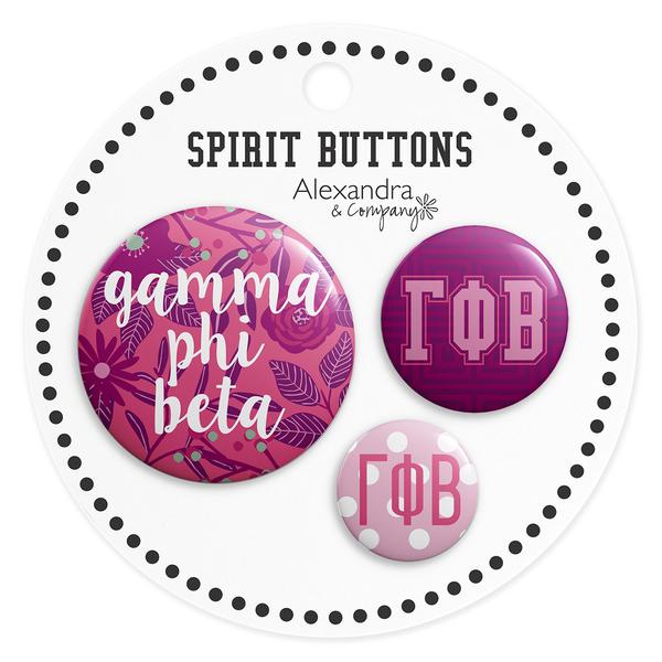 Gamma Phi Beta Spirit Printed Buttons