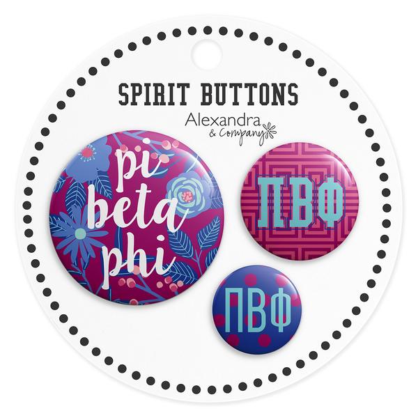 Pi Beta Phi Spirit Printed Buttons