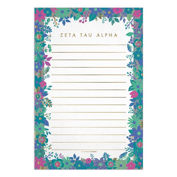 Zeta Tau Alpha Floral Notepad