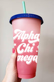 Alpha Chi Omega Color Changing Cups