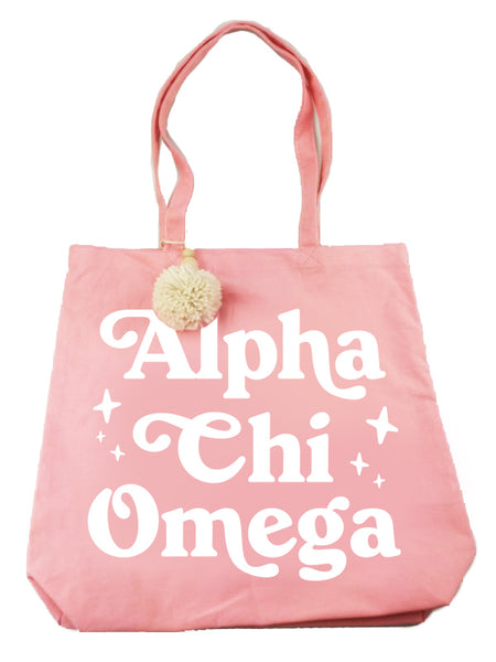 Alpha Chi Omega Pom Pom Tote Bag