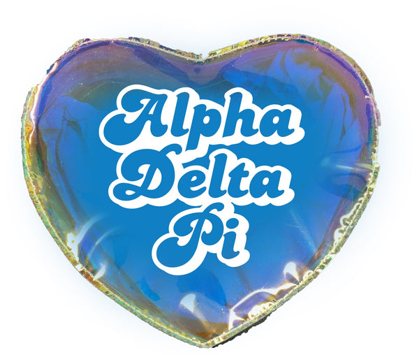 Alpha Delta Pi Holographic Heart Shaped Makeup Bag