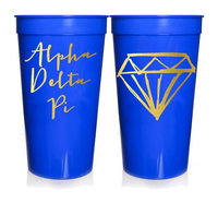 Alpha Delta Pi Sorority Stadium Cup with Gold Foil Print
