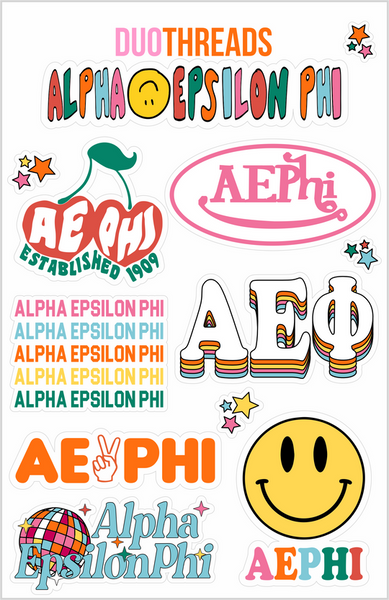 Alpha Epsilon Phi Rainbow Sticker Sheet