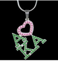 Alpha Kappa Alpha Color Crystal Heart Necklace
