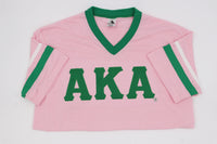 Alpha Kappa Alpha V Neck Striped Sleeve Jersey