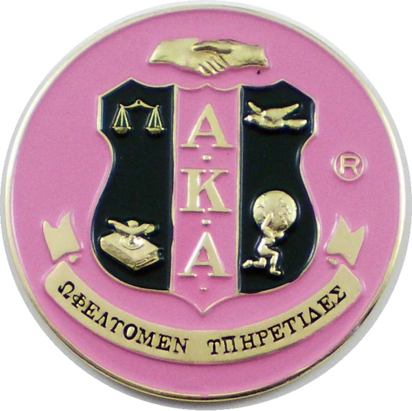 Alpha Kappa Alpha Round Car Badge Emblem - Pink