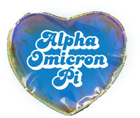 Alpha Omicron Pi Holographic Heart Shaped Makeup Bag