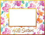 Alpha Omicron Pi Gold Foil & Floral Painted Wooden Picture Frame