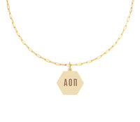 Alpha Omicron Pi Paperclip Necklace with Pendant