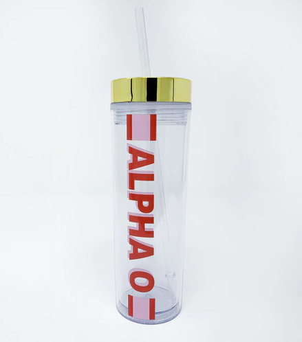 Alpha Omicron Pi Striped Water Bottle