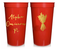 Alpha Omicron Pi Sorority Stadium Cup with Gold Foil Print