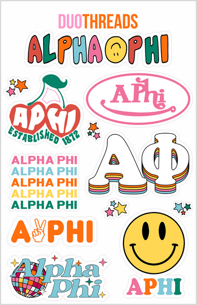 Alpha Phi Groovy Rainbow Sheet