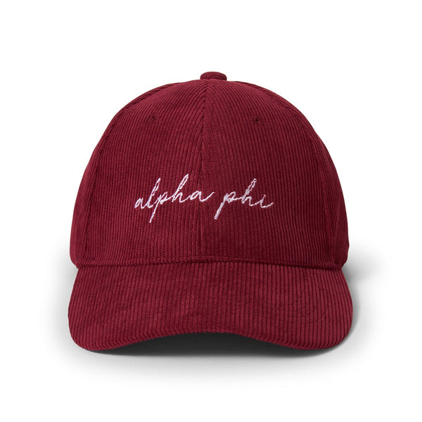 Alpha Phi Embroidered Corduroy Hat